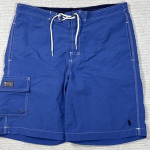 Polo Ralph Lauren Cargo Swim Trunks Shorts Mens Medium Blue Mesh Lined Beach
